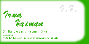 irma haiman business card